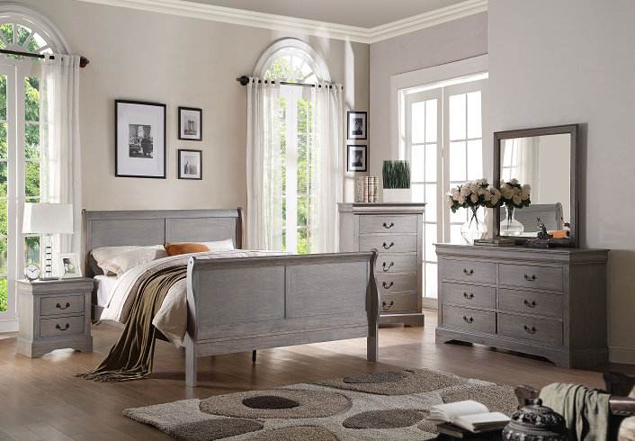 Louis Philippe III Antique Gray Queen Bed image