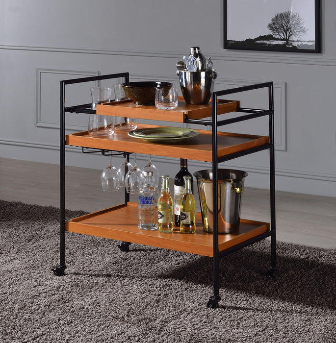 Oaken Honey Oak & Black Serving Cart image